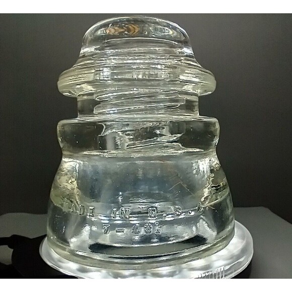 Vintage Hemingray #45 Made in USA 7-48 Clear Glass Insulator _ read description - Picture 1 of 8